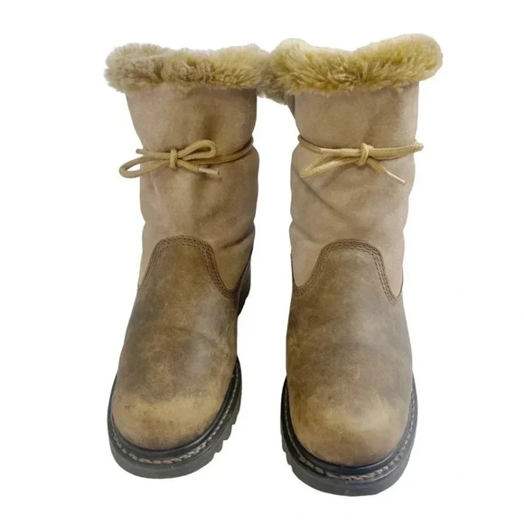 Like New CAT Caterpillar Women's Tan Leather Work Boots Size 10 - Picture 3 of 12